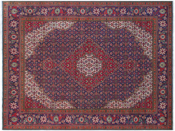 handmade Medallion, Traditional Tabriz Mahi Blue Red Hand Knotted RECTANGLE 100% WOOL area rug 10x12
